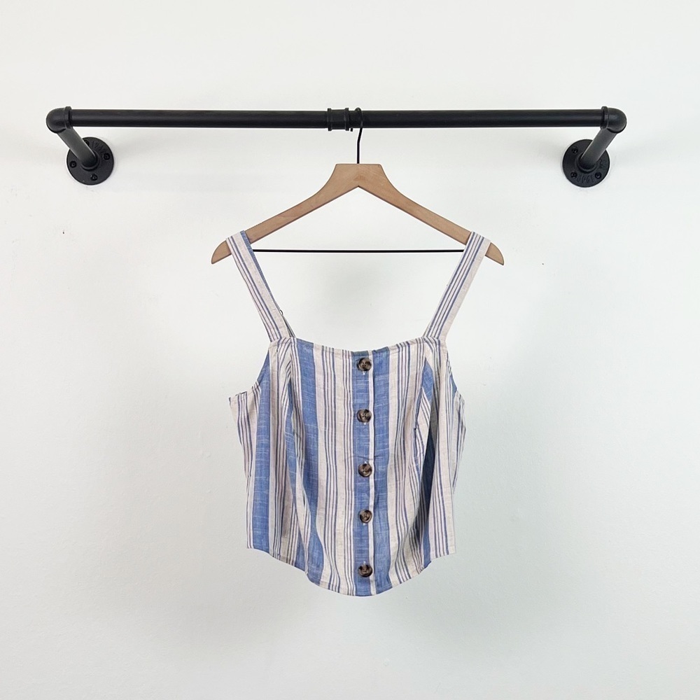 NWT Torrid Linen Blend Button-Front Striped Crop … - image 6